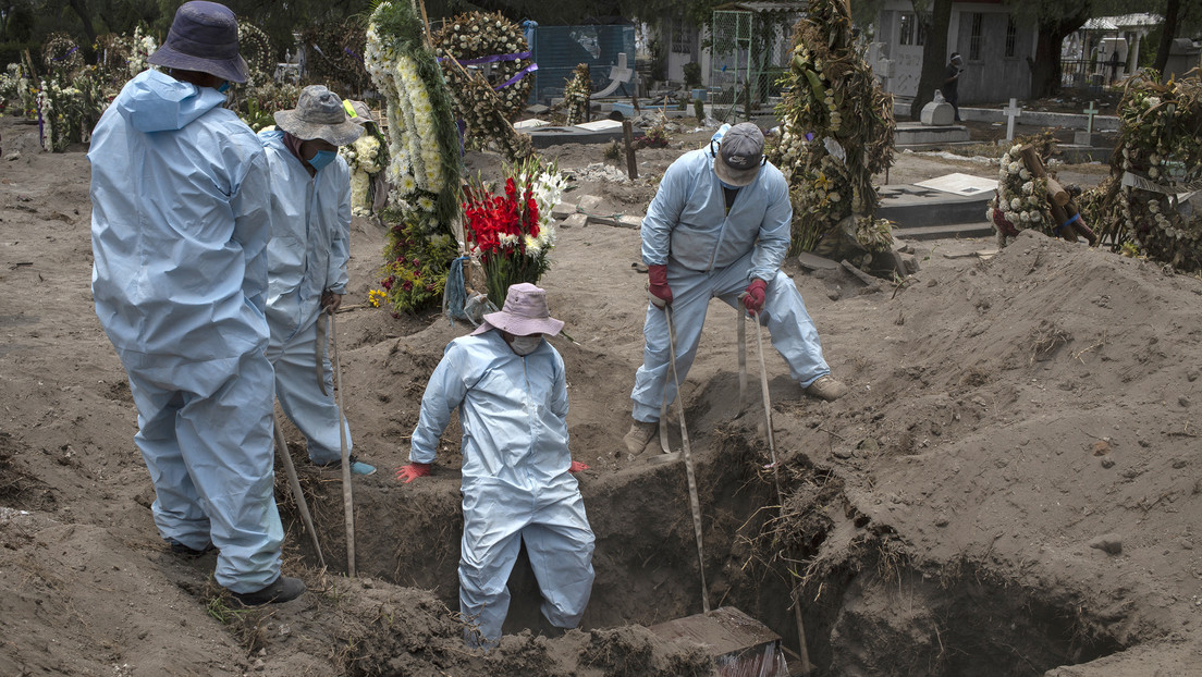 FOTO: Imágenes aéreas muestran cómo la pandemia de coronavirus llena un cementerio mexicano en los últimos tres meses