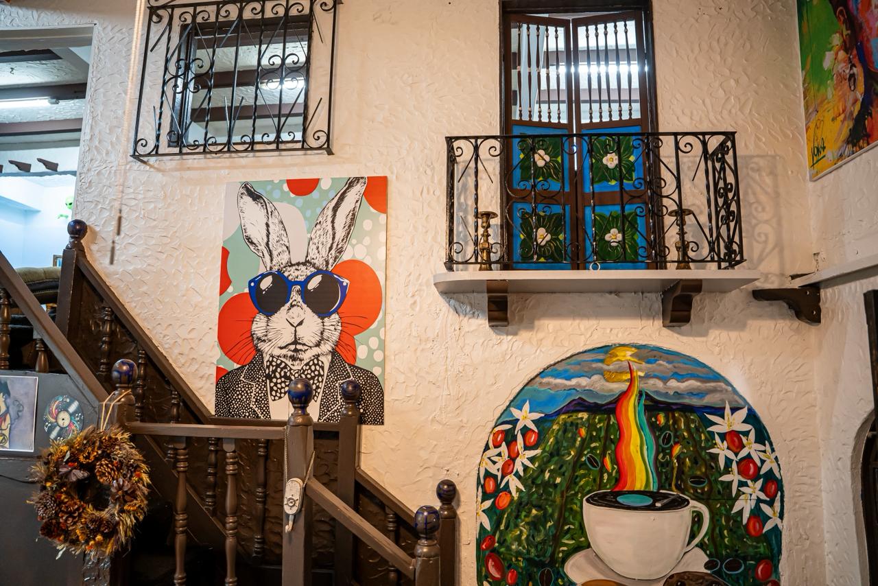 Arte De Pared Minimalista Café Y Azul, Arte De Pared Abstracto, Arte