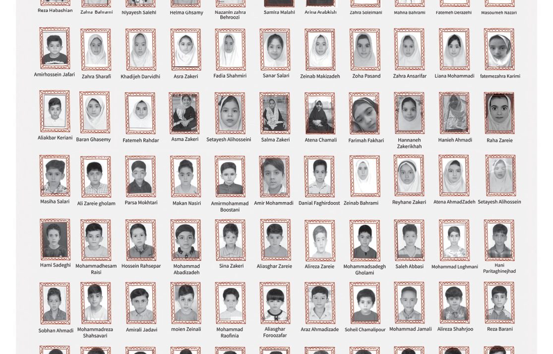 Niños fallecidos en el ataque a escuela en Irán publicados por el medio Tehran Times como protesta contra Trump.